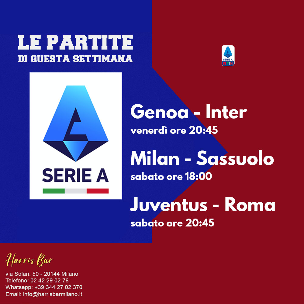 Harris Bar Milano | Pub, Locale, Partite di Calcio Serie A | Calcio in diretta Milano Champions League, Serie A, Giornata 18