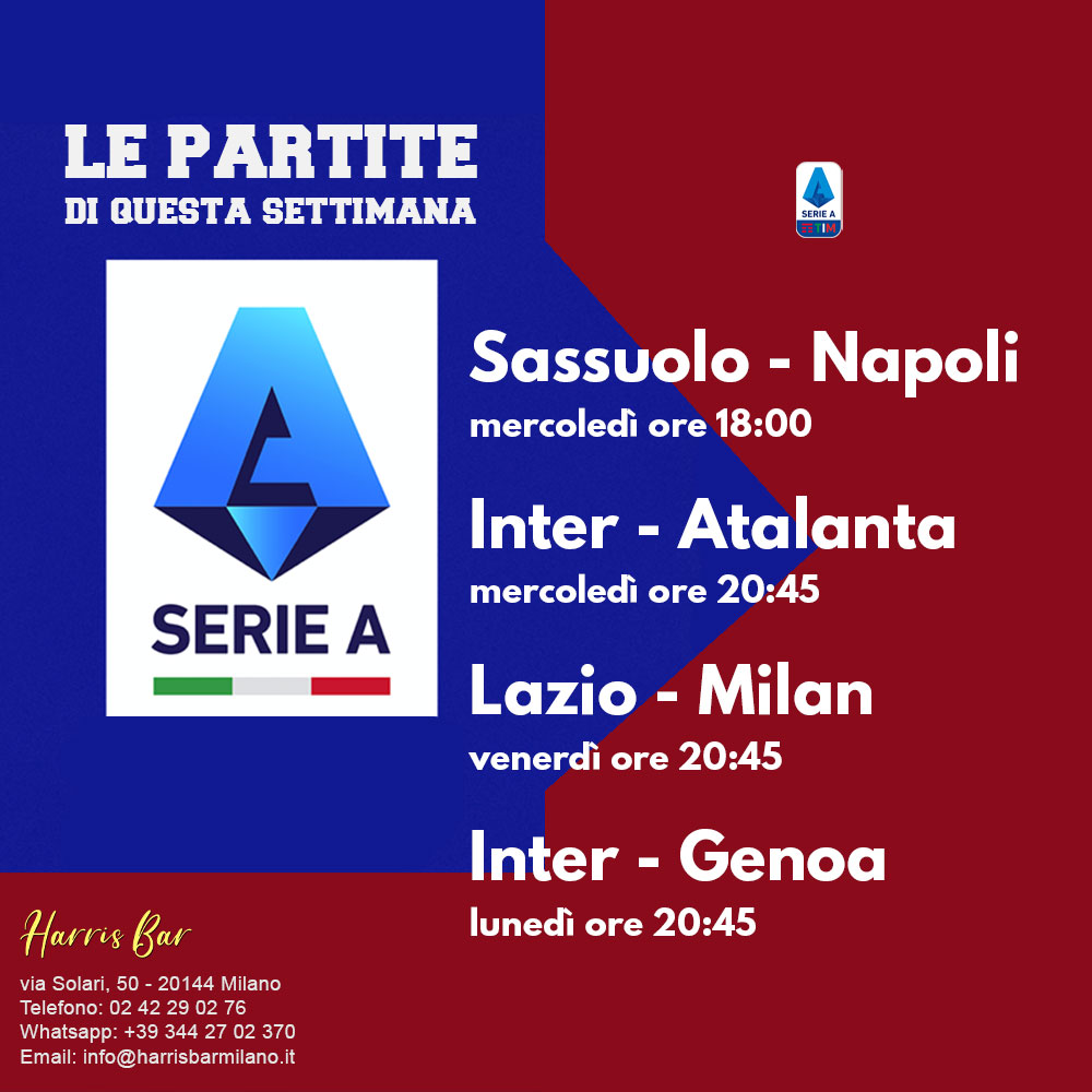 Harris Bar Milano | Pub, Locale, Partite di Calcio Serie A | Calcio in diretta Milano Champions League, Serie A, Giornata 27