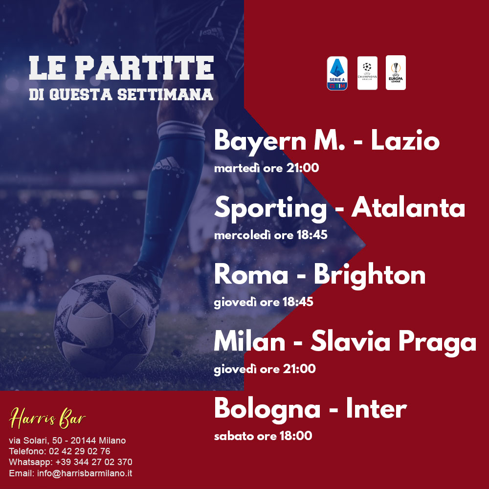Pub, bar, locale, birreria, paninoteca, piadineria che trasmette partite di calcio, Champions League, Europa League e Serie A a Milano in zona navigli, Sky, Dazn | Immagine partita