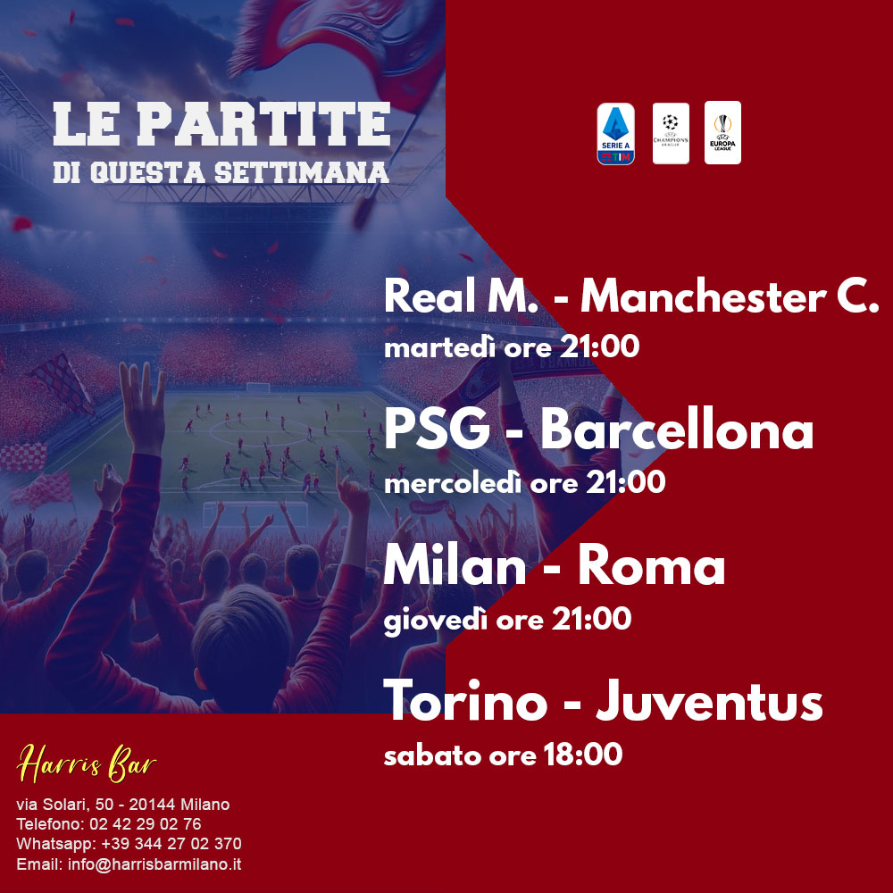 Pub, bar, locale, birreria, paninoteca, piadineria che trasmette partite di calcio, Champions League, Europa League e Serie A a Milano in zona navigli, Sky, Dazn | Immagine partita 32