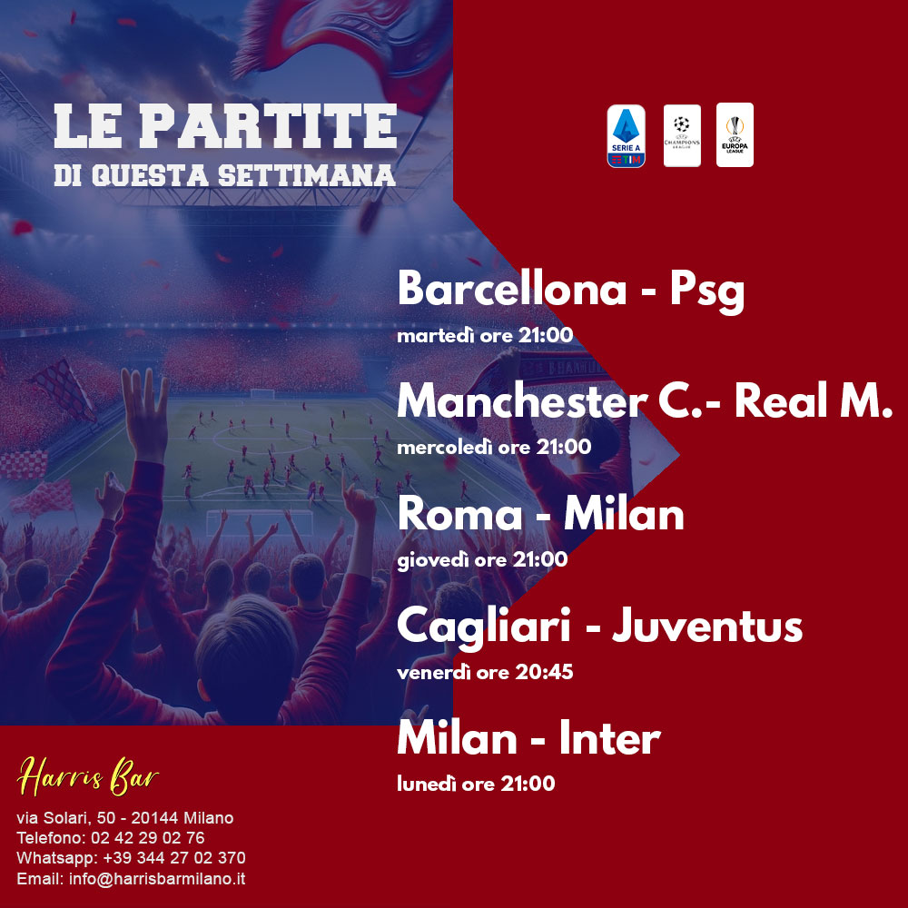 Pub, bar, locale, birreria, paninoteca, piadineria che trasmette partite di calcio, Champions League, Europa League e Serie A a Milano in zona navigli, Sky, Dazn | Immagine partita 33