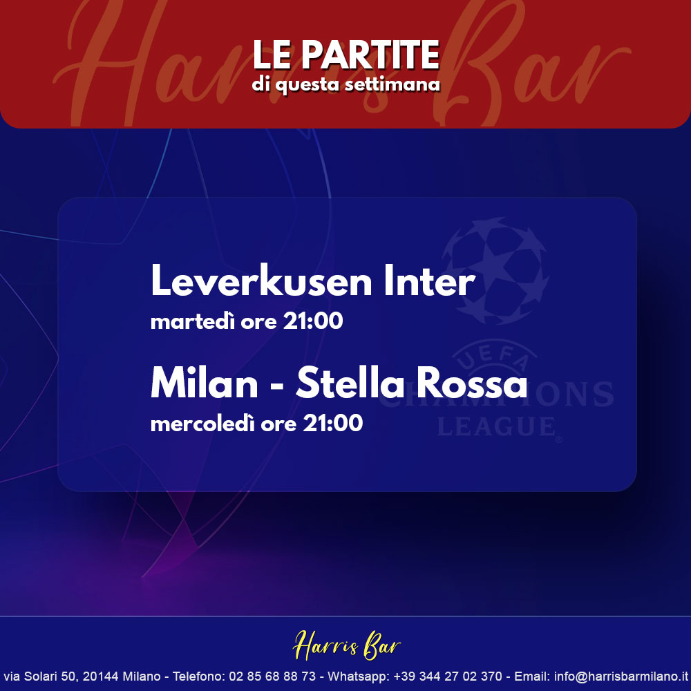 Pub, bar, locale, birreria, paninoteca, piadineria trasmette partite di calcio, Champions League Coppa Campioni a Milano in zona navigli | Immagine giornata 6